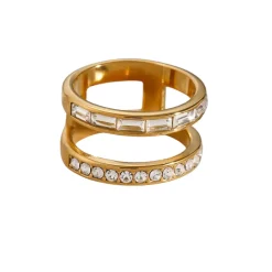 18K Double Band Rings, Clear