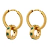 18K Emerald Green CZ Double Hoop Earrings
