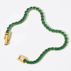 18K Emerald Tennis CZ Bracelet