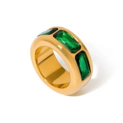 18K Eternity Wide Band, Emerald
