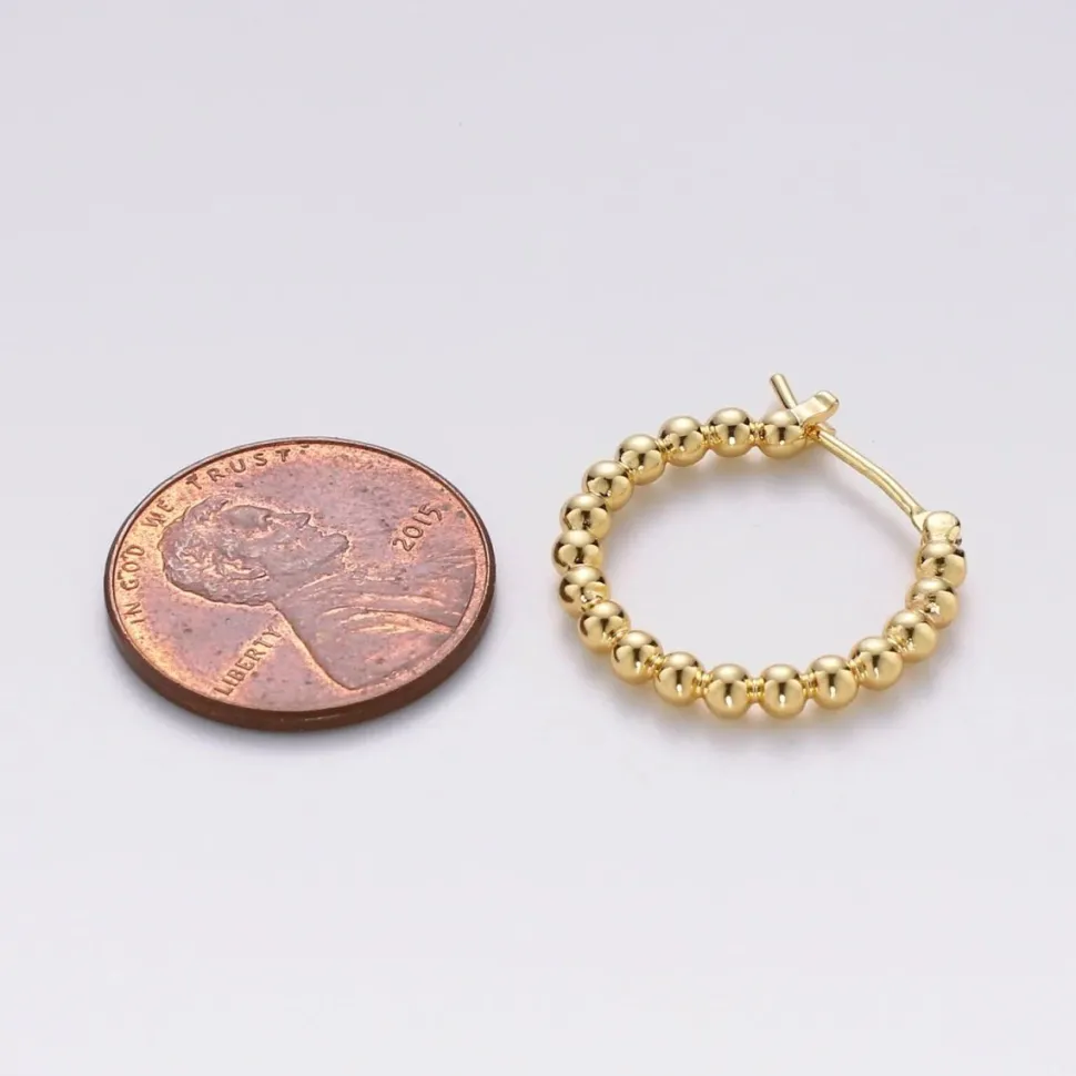 16K Gold Filled Beaded Small Hoops