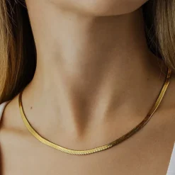 18K Gold Filled Classic Herringbone Necklace