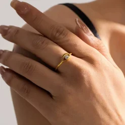 18K Gold Filled Evil Eye Dainty Ring