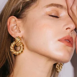 14K Gold Filled French Twist Croissant Earrings