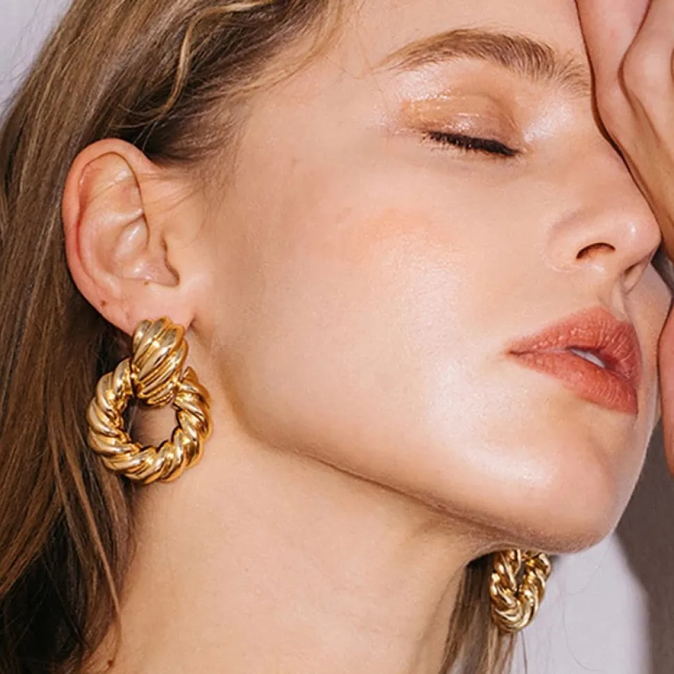 14K Gold Filled French Twist Croissant Earrings