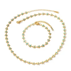 18K Gold Filled Turquoise Daisy Flower Jewelry