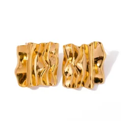 18K Irregular Square Statement Studs