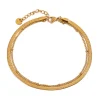 18K Layered Dainty Herringbone Bracelet