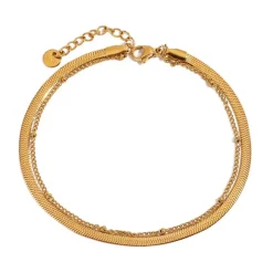 18K Layered Dainty Herringbone Bracelet