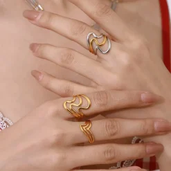 18K Layered Open Ring