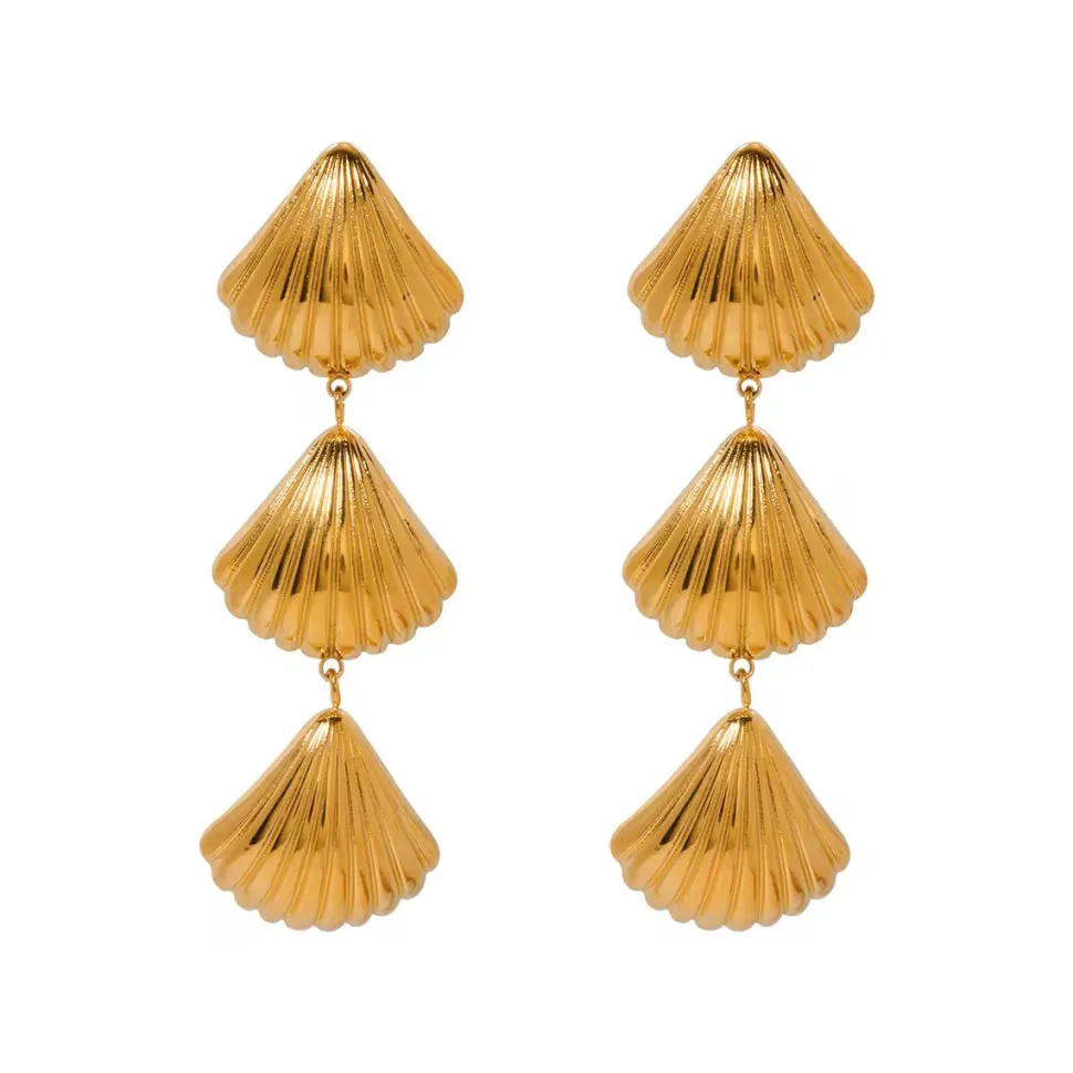 18K Layered Shells Drop Earrings