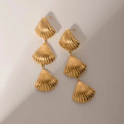 18K Layered Shells Drop Earrings