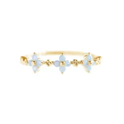 18K Light Saphire Flower Ring