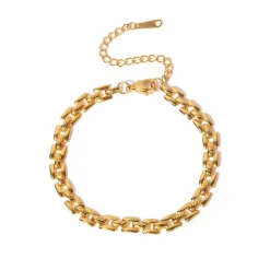 18K Link Textured Chain Bracelet