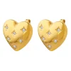 18K Love Heart CZ Stud Earrings