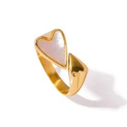 18K Mother of Pearl Hearts Open Ring