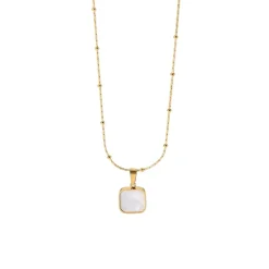 18K Mother Of Pearl Square Necklace