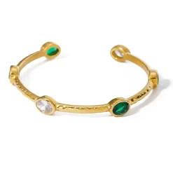 18K Multi Stone Open Bangle