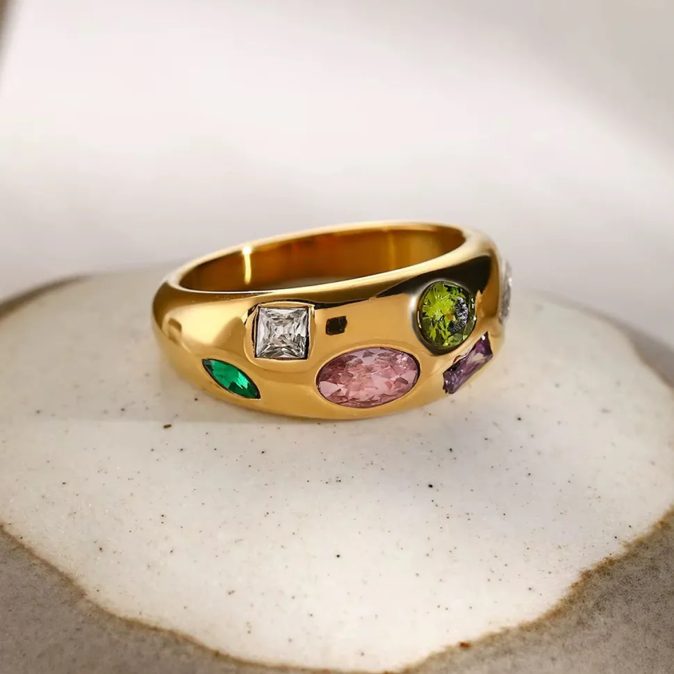 18K Multi Stone Statement Ring