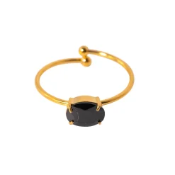 18K Onyx Oval Adjustable Ring