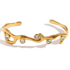 18K Open Bangle Clear Zirconia