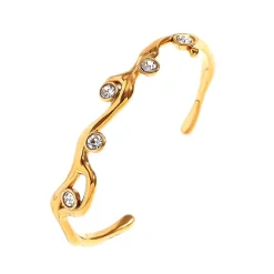 18K Open Bangle Clear Zirconia
