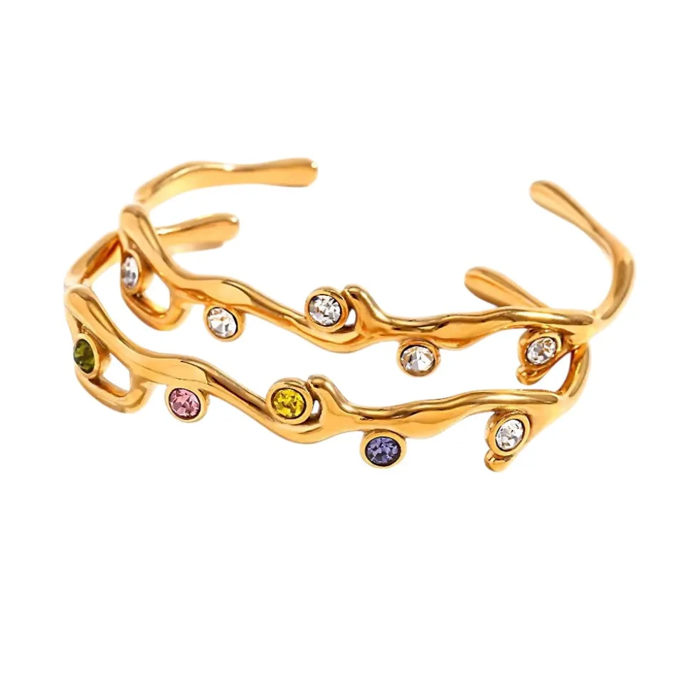 18K Open Bangle Clear Zirconia