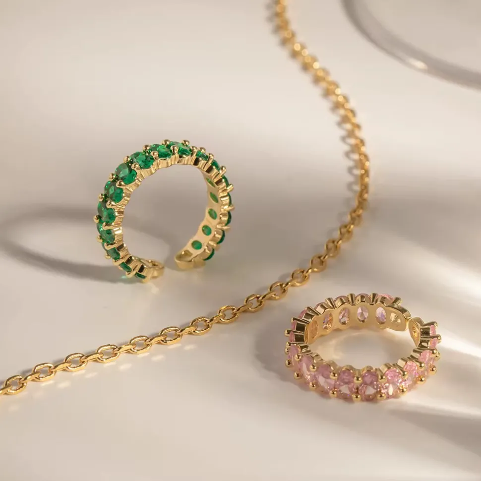 18K Oval Baguette Open Rings