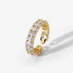 18K Oval Baguette Open Rings