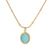 18K Oval Blue Cat’s Eye Stone Necklace