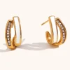 18K Overlapping Double C Hoops