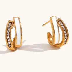 18K Overlapping Double C Hoops