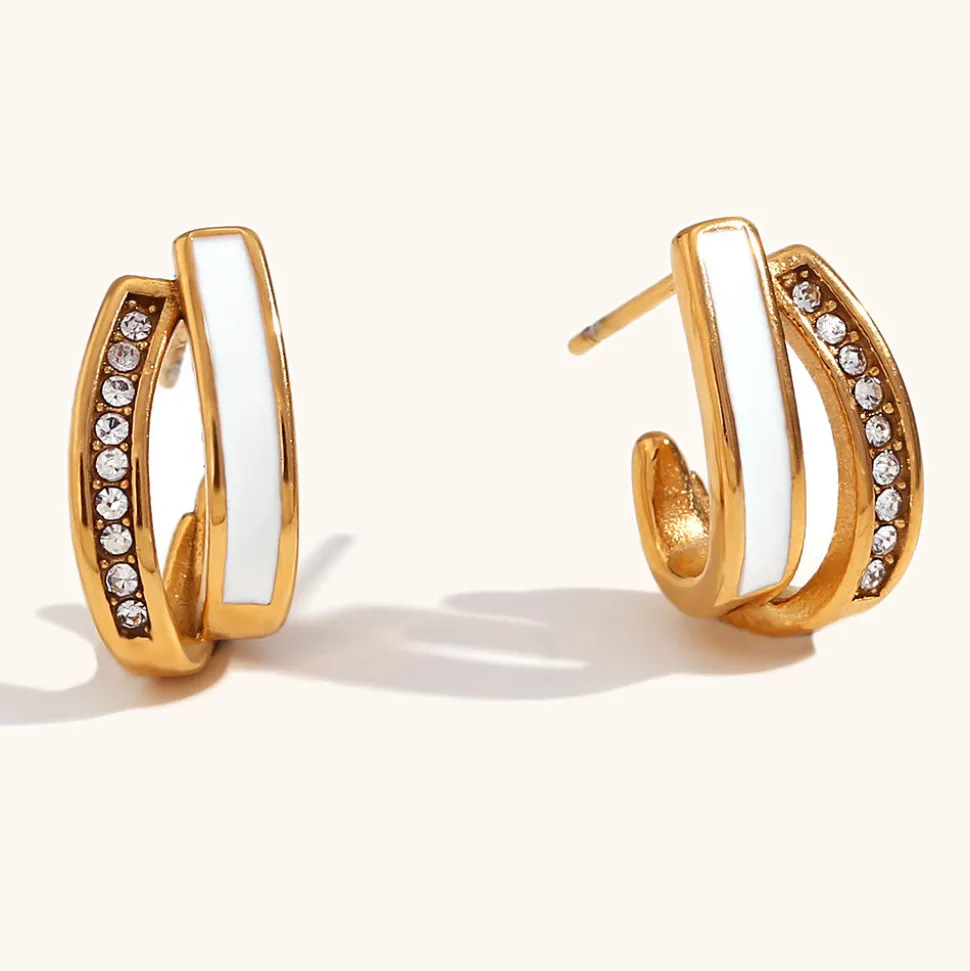 18K Overlapping Double C Hoops