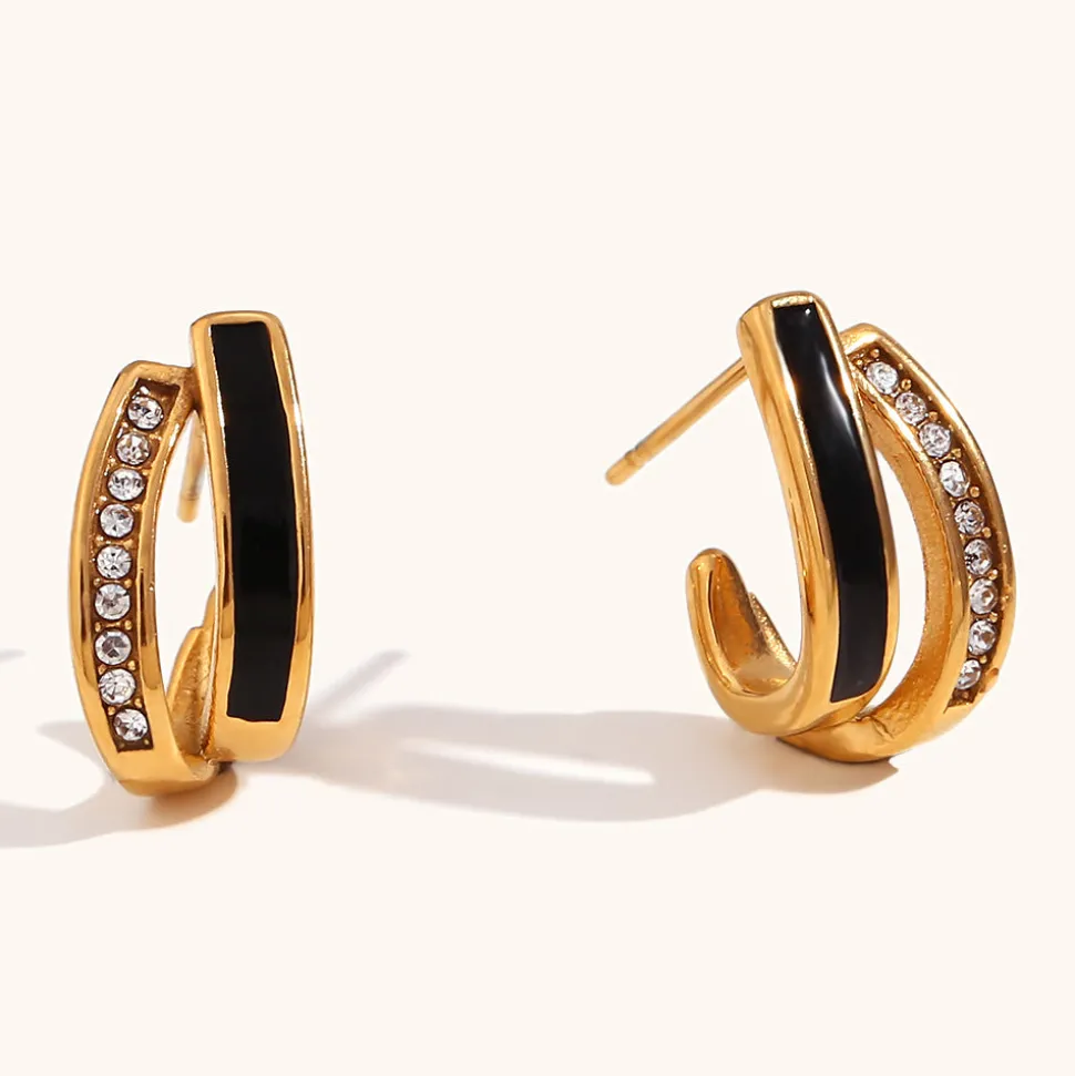 18K Overlapping Double C Hoops