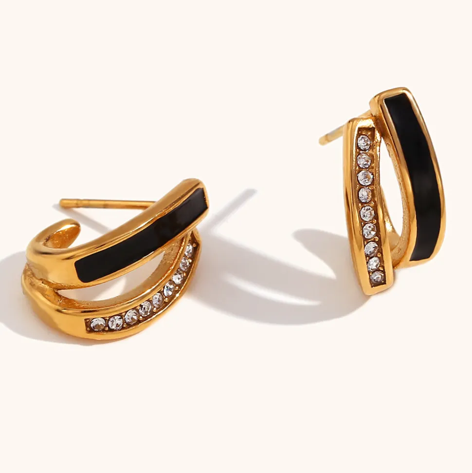 18K Overlapping Double C Hoops