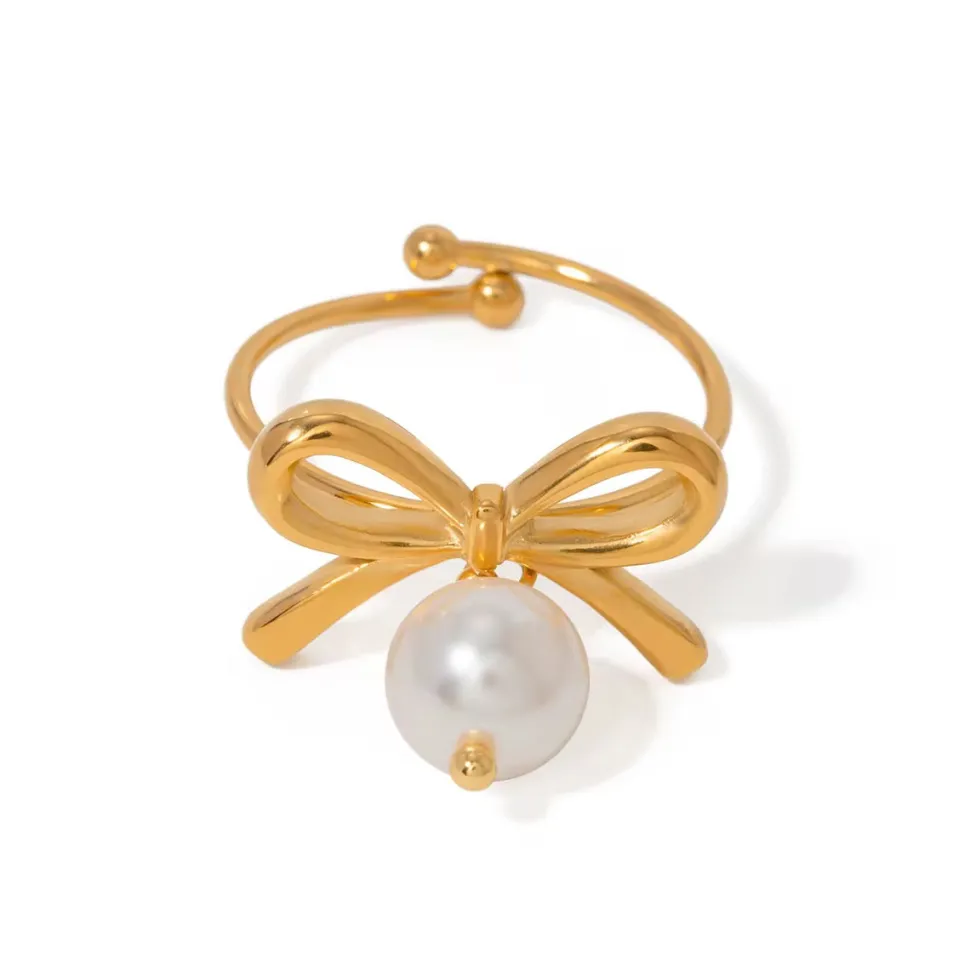18K Pearl Bow Ring