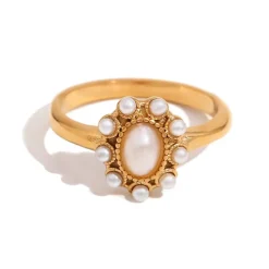 18K Pearl Flower Ring