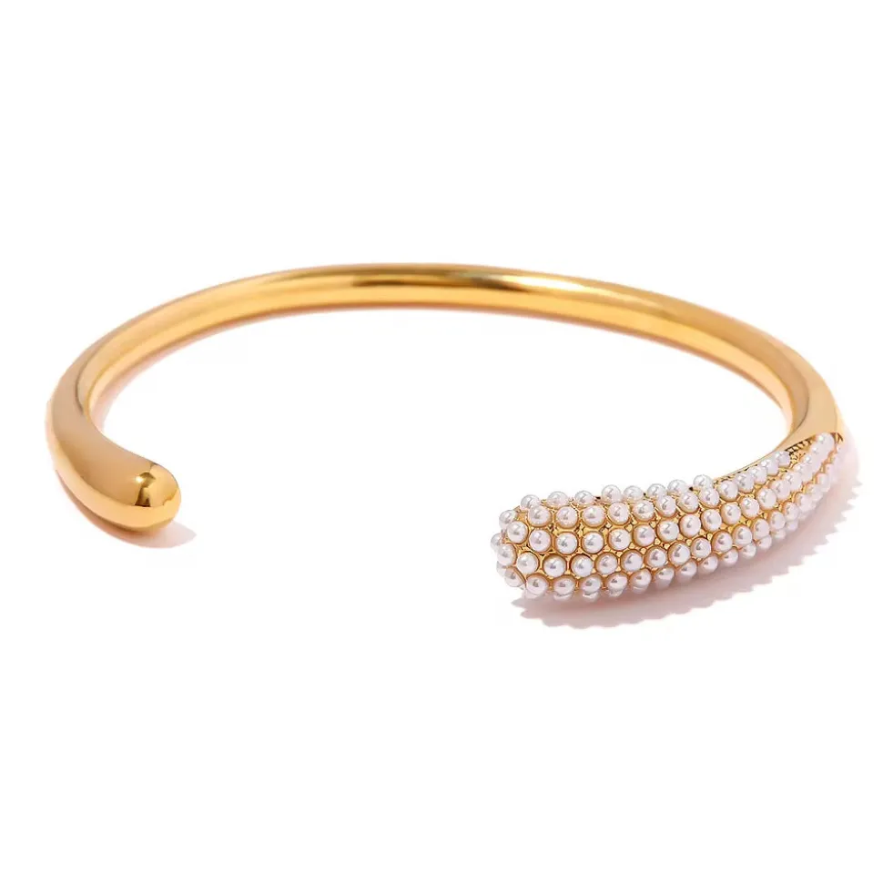 18K Pearl Paved Bangle