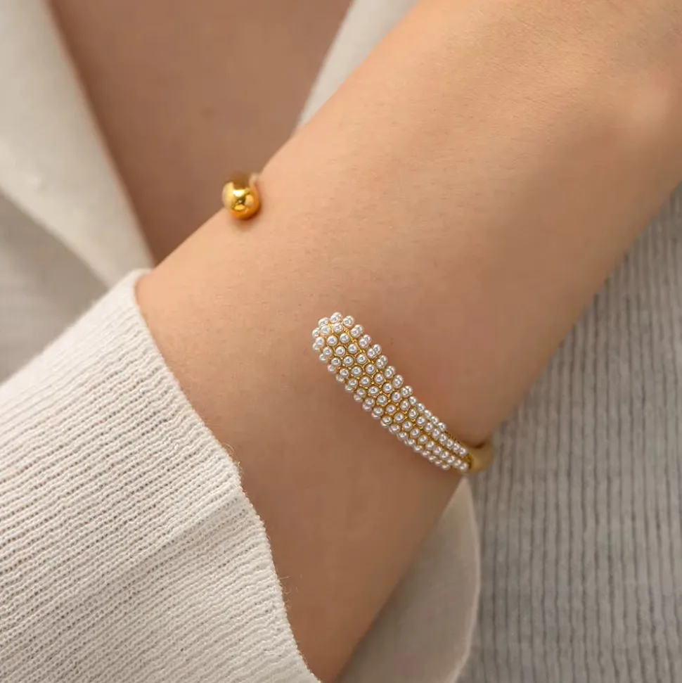 18K Pearl Paved Bangle