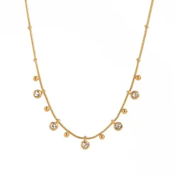 18K Round Bezel Charm Necklace