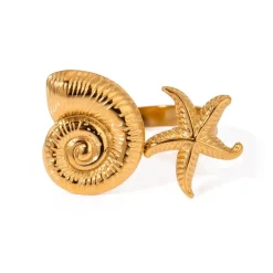 18K Snail Starfish Open Ring