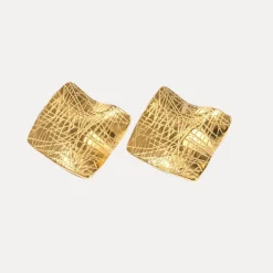 18K Square Crease Stud Earrings