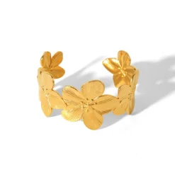 18K Statement Flower Open Bangle