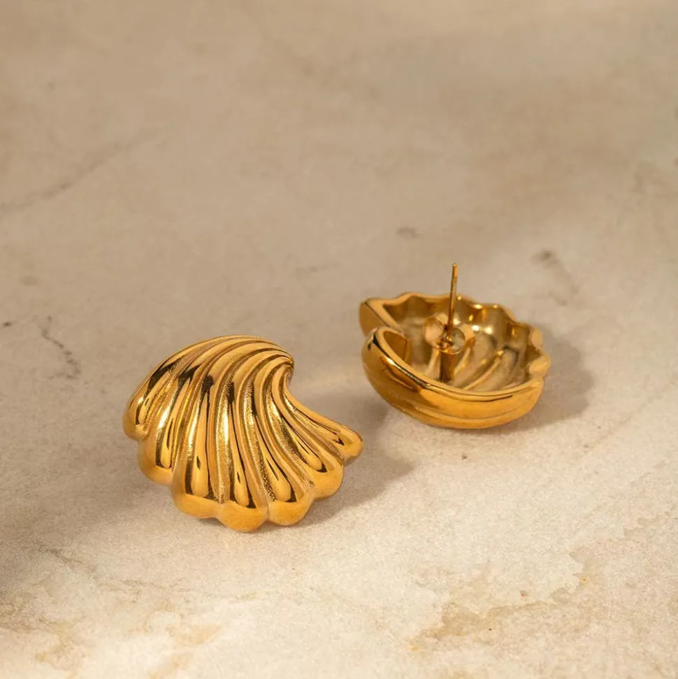 18K Statement Shell Stud Earrings