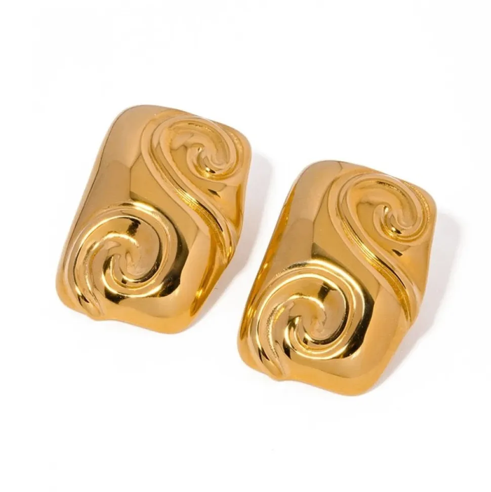 18K Statement Waves Studs