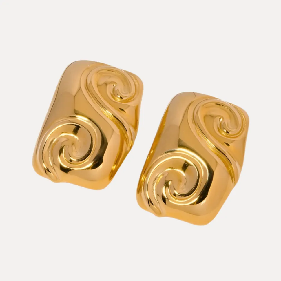 18K Statement Waves Studs