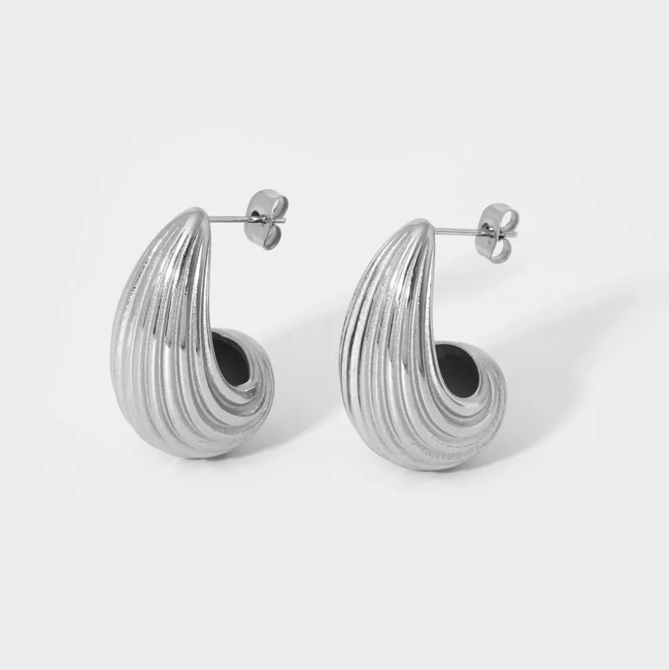 18K Striped Waterdrop Earrings