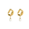 18K Swirl Freshwater Pearl Earrings