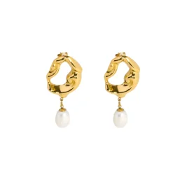 18K Swirl Freshwater Pearl Earrings