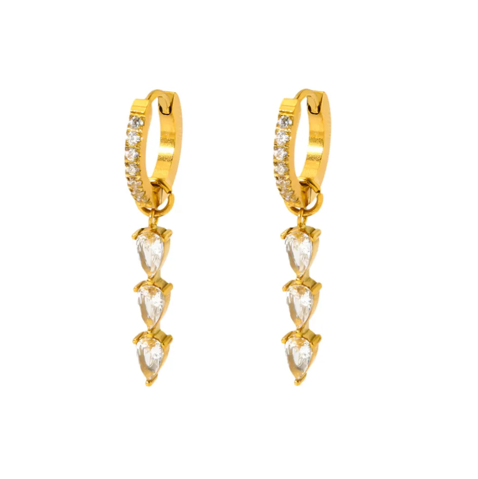 18K Tassel CZ Waterdrop Earrings